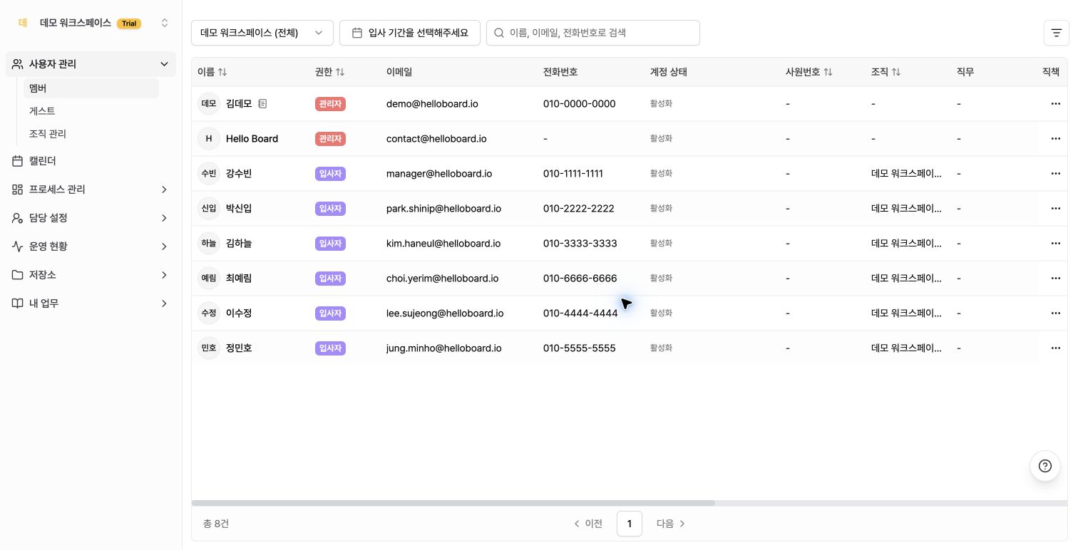 전체 멤버 화면